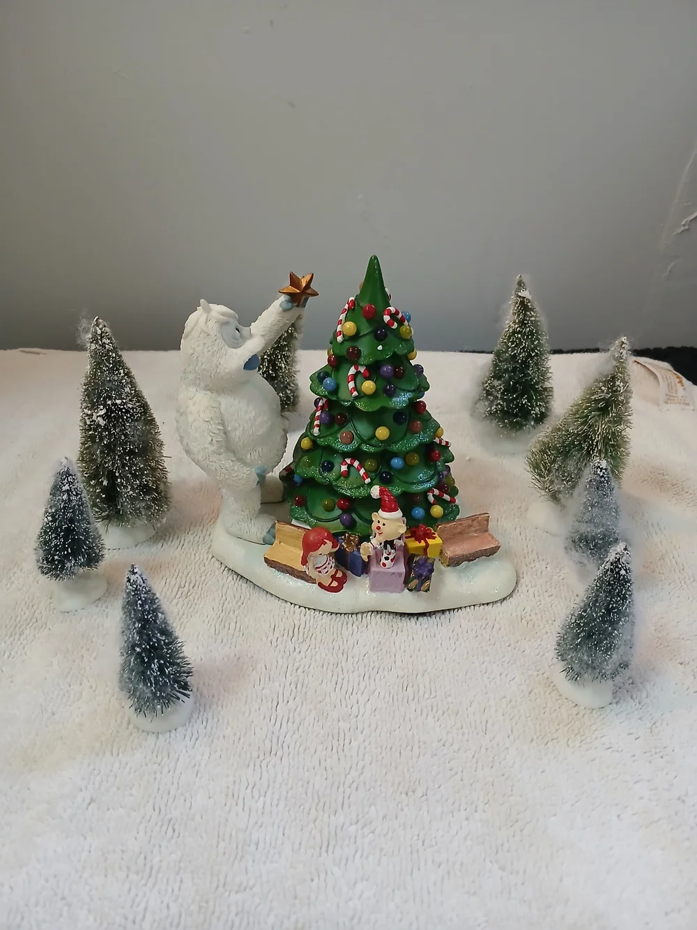 Holiday Tree and Yeti Figurine Tabletop Decoration - Green